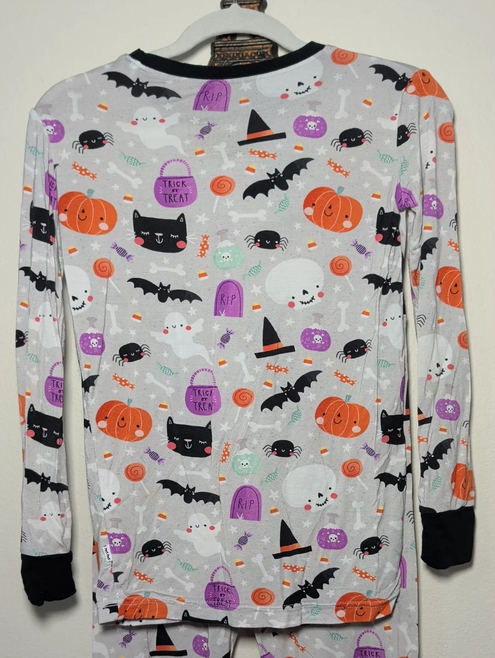 Little Sleepies Bamboo Pajama Set Halloween Print Gray Black Orange Size 7/8